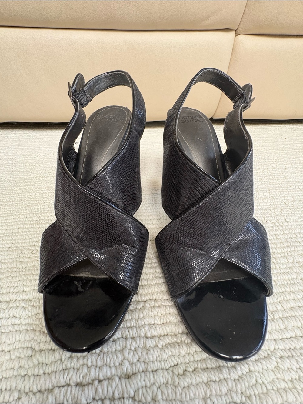 Black Crisscross Slingback Heeled Sandals